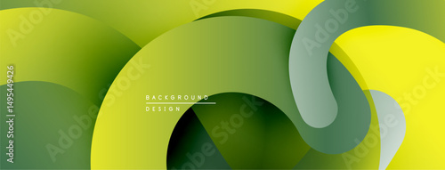 Abstract fluid shapes, gradients. Soft yellow, green hues create modern design. Minimalist composition, smooth transitions visible.