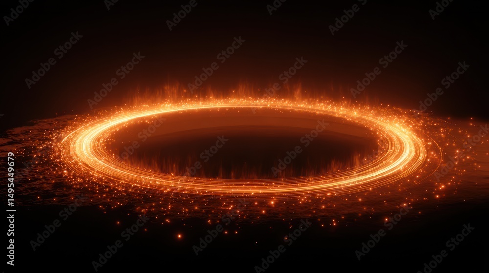 Naklejka premium Orange glowing circle frame