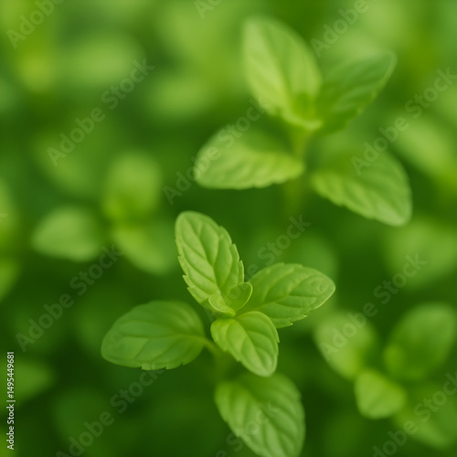 Vibrant Green Mint Leaves Background