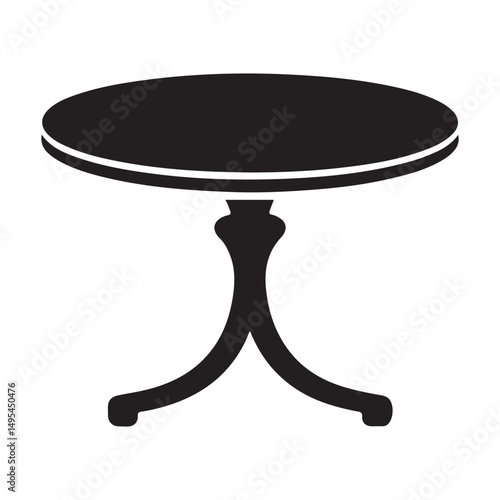 Round Pedestal Table Silhouette Icon Illustration Vector