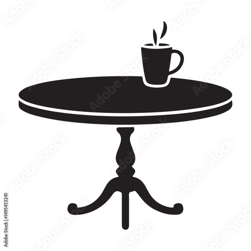 Round Pedestal Table Silhouette Icon Illustration Vector
