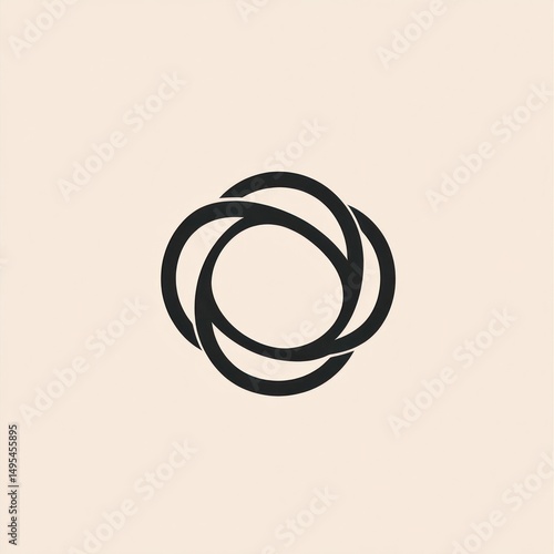 Interlocking circles abstract design, beige background, graphic design element