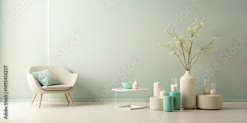 Wallpaper Mural Serene Living Room Design with Pale Green Walls, Modern Chair, and Stylish Decor Torontodigital.ca