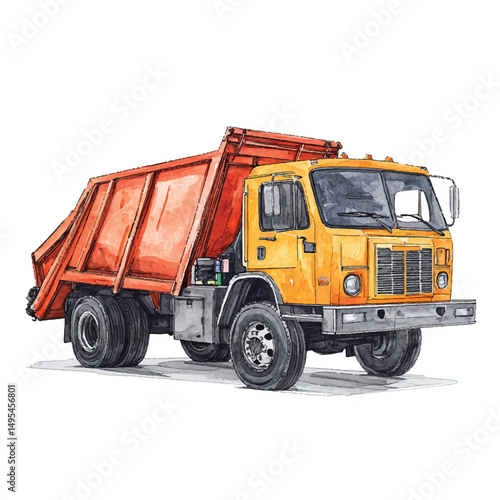 A Garbage Truck simple cartoon