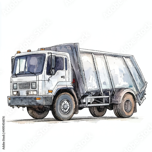 A Garbage Truck simple cartoon