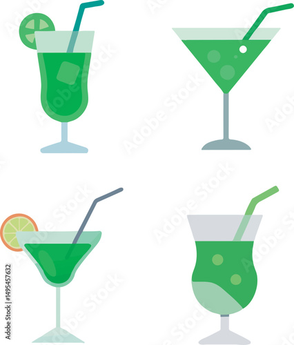 set of different cocktails