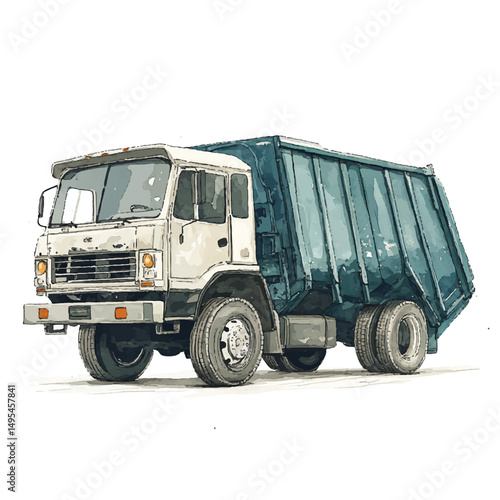 A Garbage Truck simple cartoon