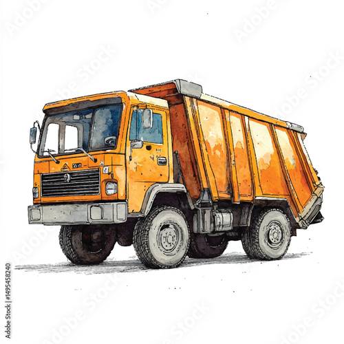 A Garbage Truck simple cartoon