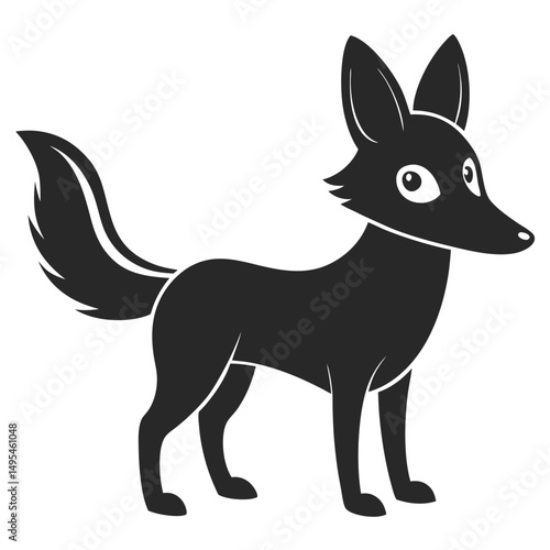 Jackal silhouette with arched back and symmetrical tail
