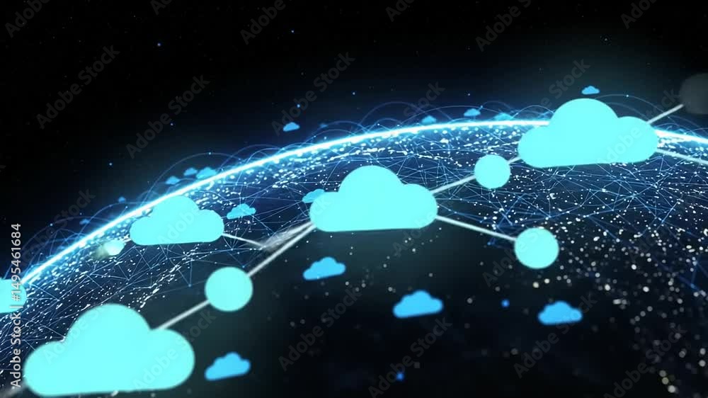 Cloud networks orbit Earth connecting data globally Cloud networks orbit Earth connecting data globally