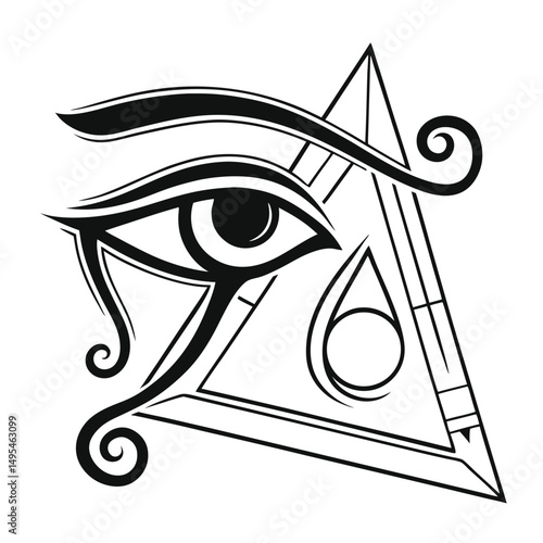 Eye of Horus with Ancient Egyptian Man – Mythological Symbol Vector Illustration