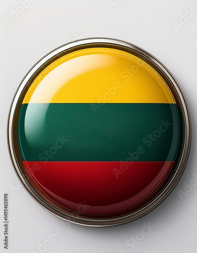 Free Download Runder Button mit Flagge von Litauen – glänzend, 3D-Optik, isoliert auf Weiß - GFXLoad
