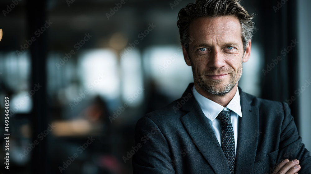 Confident businessman in a professional setting, exuding leadership and determination. Confident businessman in a professional setting, exuding leadership and determination.