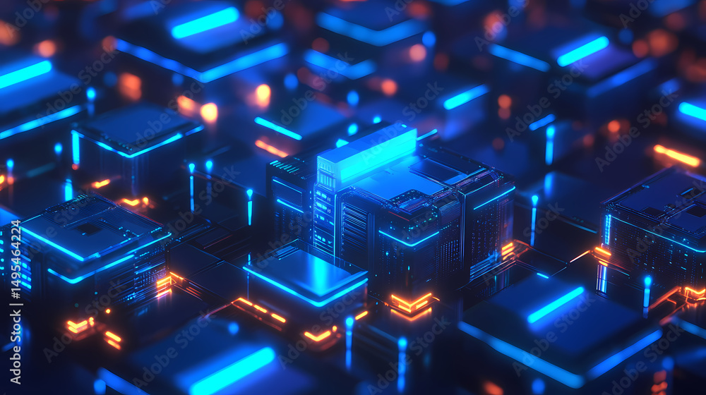 Obraz premium Futuristic Circuit Cityscape