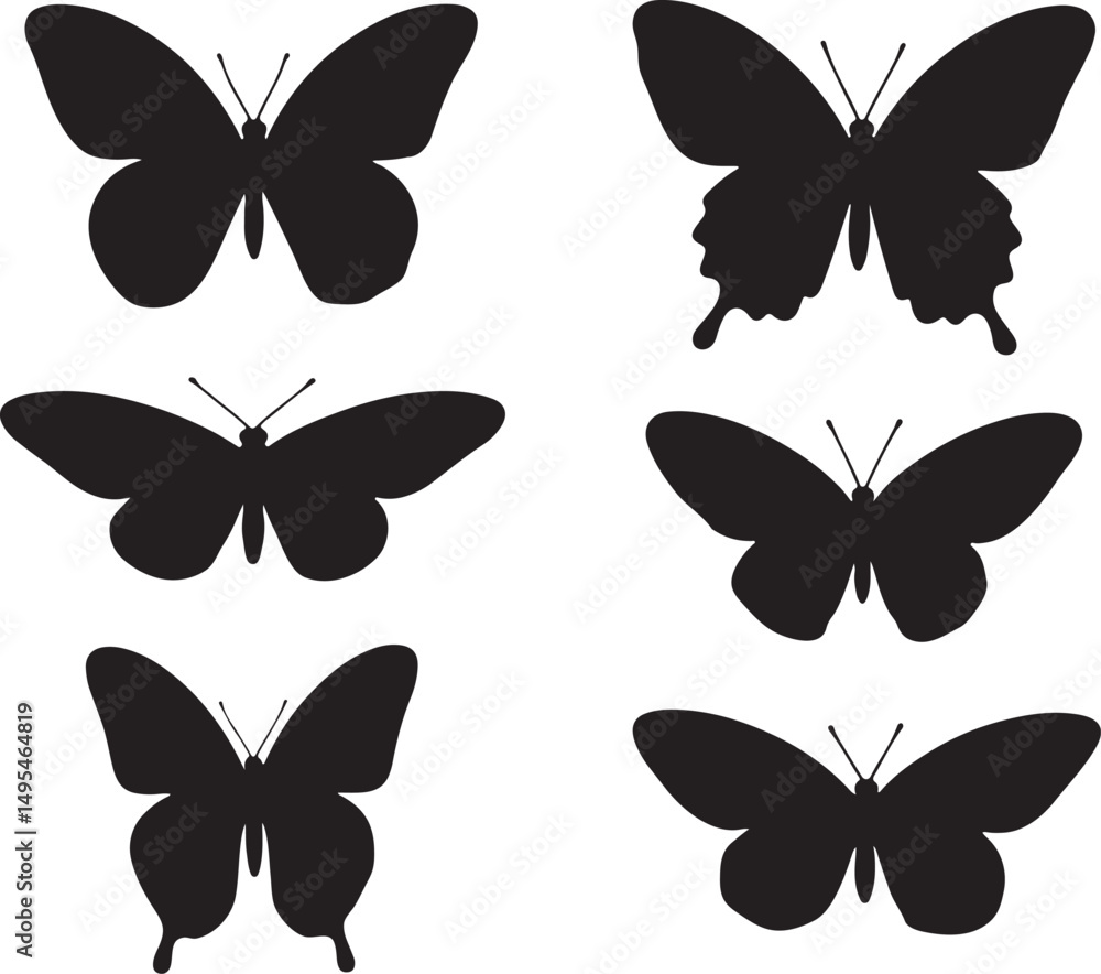 Set of butterfly, butterfly silhouette icon vector illustration isolated on white background Set of butterfly, butterfly silhouette icon vector illustration isolated on white background