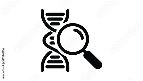 DNA Analysis Icon. Genetic Research and Biotechnology Symbol Vector.