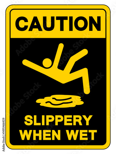 Caution Slippery When Wet Symbol Sign,Vector Illustration, Isolate On White Background Label.EPS10