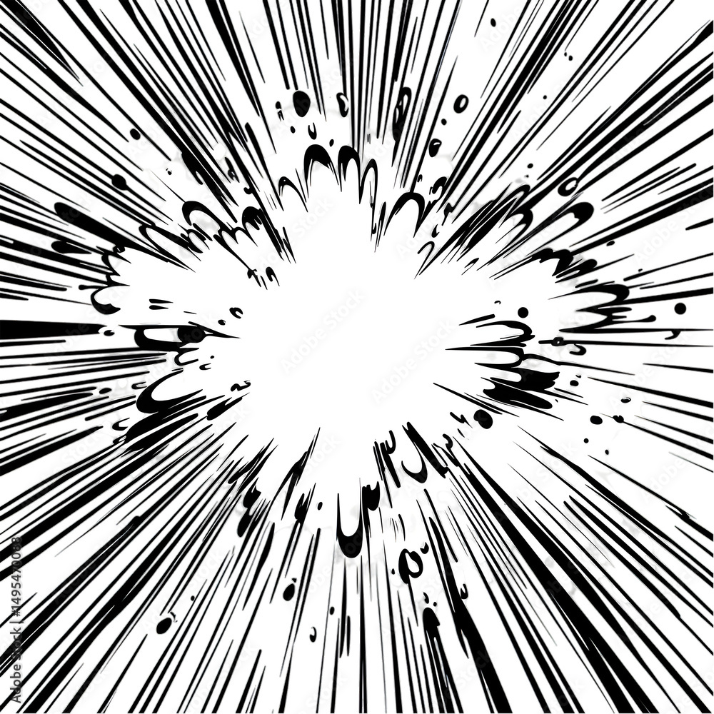 Obraz premium Abstract Black and White Explosion Graphic Design Element