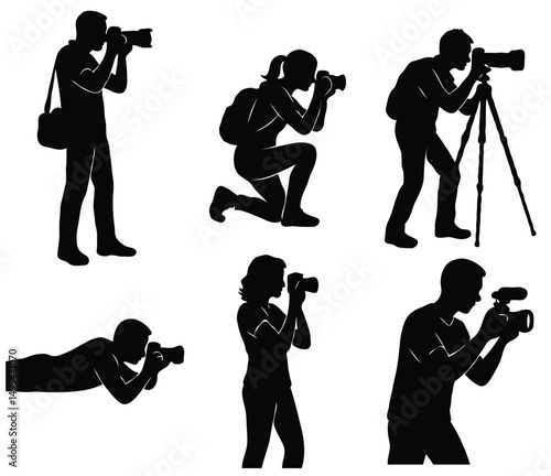 silhouettes of beautiful photographer 