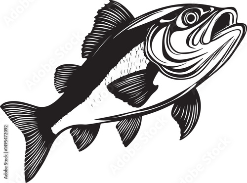 Wallpaper Mural Bass Fish Silhouette Vector Illustration on Transparent Background Torontodigital.ca