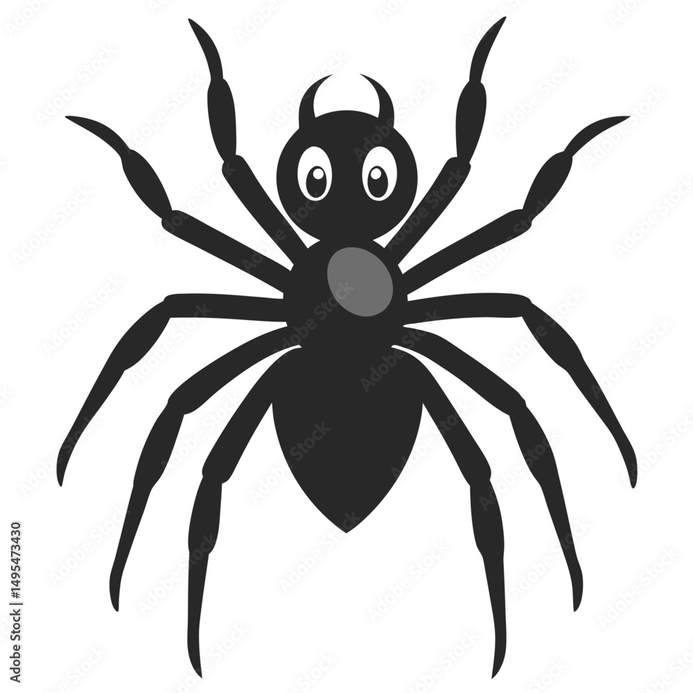 Cute Cartoon Spider Illustration On Isolated White Background For Halloween Cute Cartoon Spider Illustration On Isolated White Background For Halloween