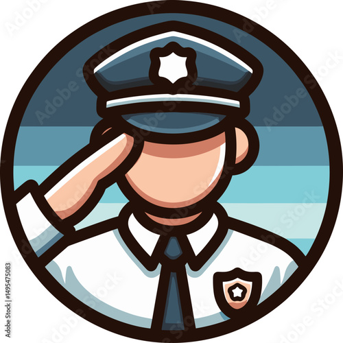 正面から見た敬礼している警察官のアイコン