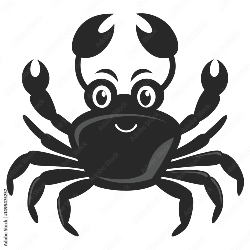 Cartoon Crab Character With Big Eyes And Claws Isolated On White Background Cartoon Crab Character With Big Eyes And Claws Isolated On White Background