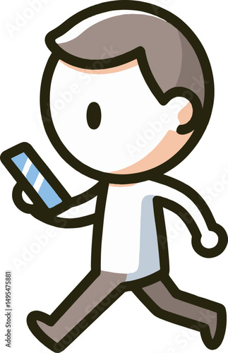 歩きスマホの男性のイラスト