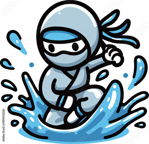 水遁の術の忍者のイラスト