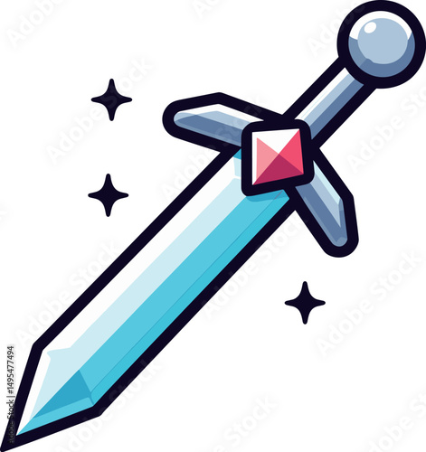 シンプルな輝く剣のイラスト