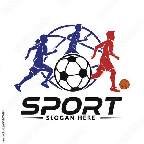 Global Sport Logo Design Featuring Running Athletes and Soccer Ball