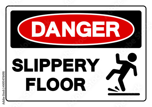Danger Slippery Floor Symbol Sign,Vector Illustration, Isolate On White Background Label.EPS10
