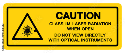 Caution Class 1M Laser Radiation Symbol Sign,Vector Illustration, Isolate On White Background Label.EPS10