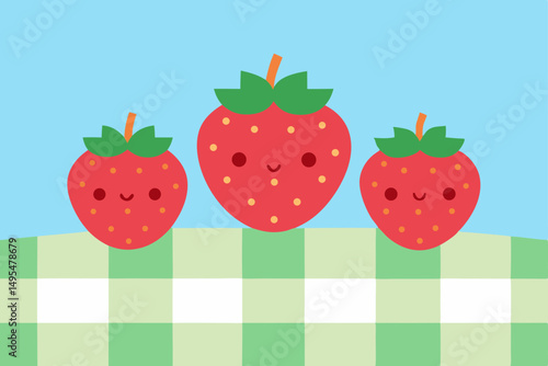 strawberry on a green background