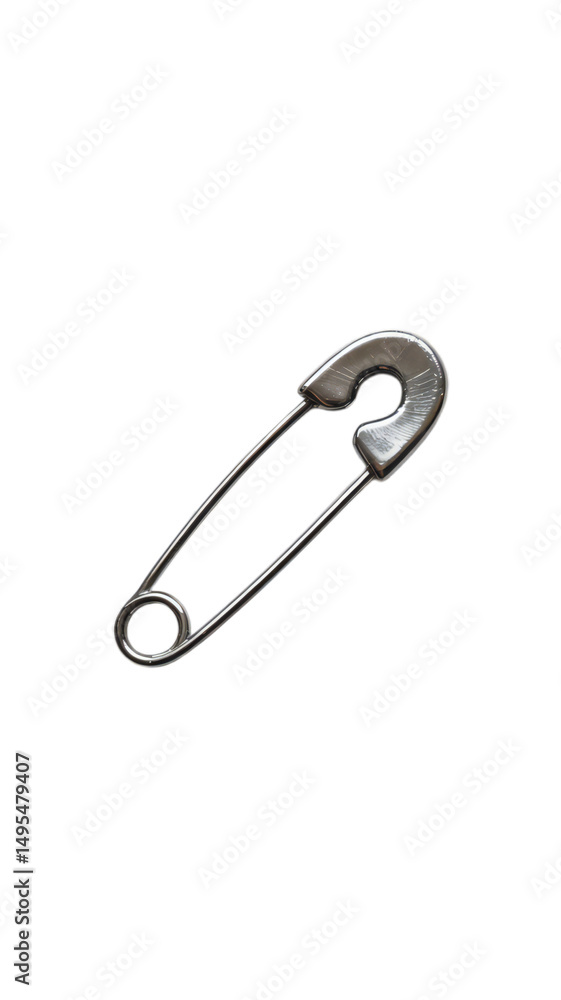 Close up of a Metal Safety Pin on a Transparent Background Ideal for Design Projects Close up of a Metal Safety Pin on a Transparent Background Ideal for Design Projects