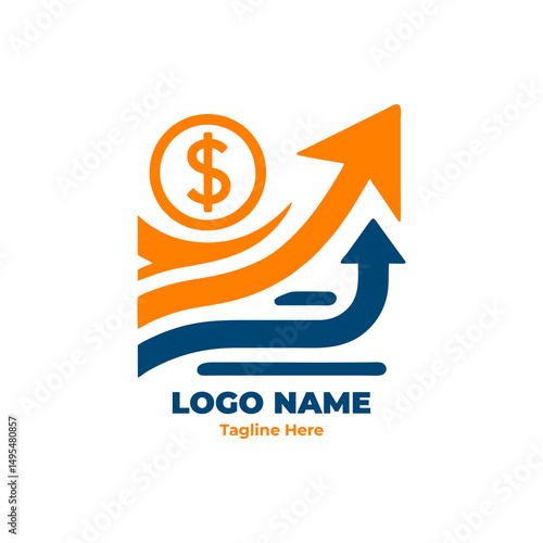 Flat professional financial logo with blue and gold theme for tax agency wealth consultant finance branding accounting startup and digital asset management