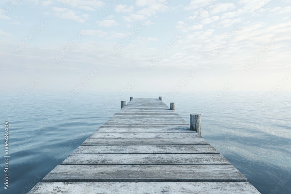 Fototapeta premium Tranquil wooden dock over serene water