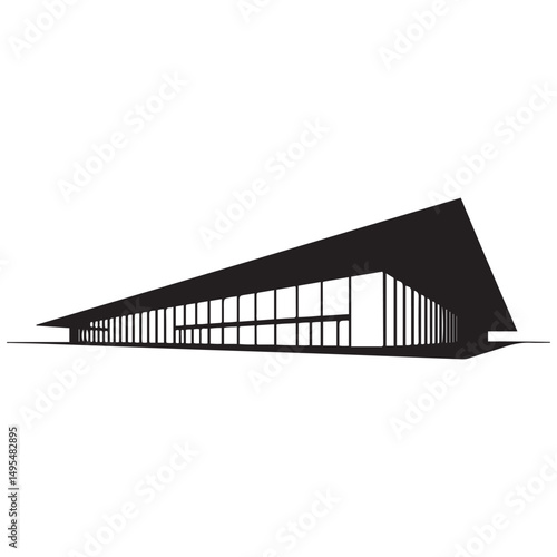 Modern conference center Vector black silhouette. with white background