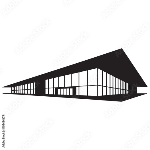 Modern conference center Vector black silhouette. with white background