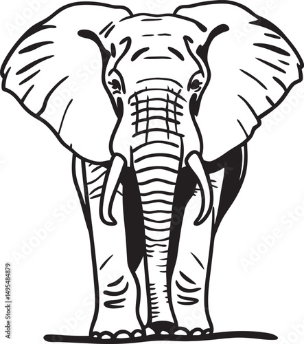  Majestic Elephant Illustration: A stunning, monochrome illustration of a majestic elephant, its imposing form captured in striking detail, showcasing the beauty and grandeur of wildlife.