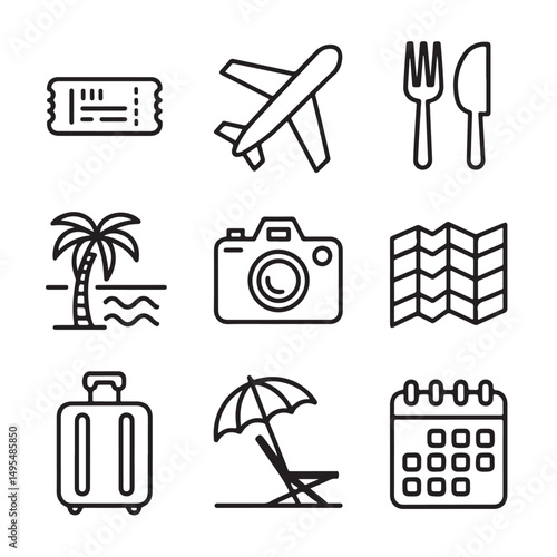 set of travel icons