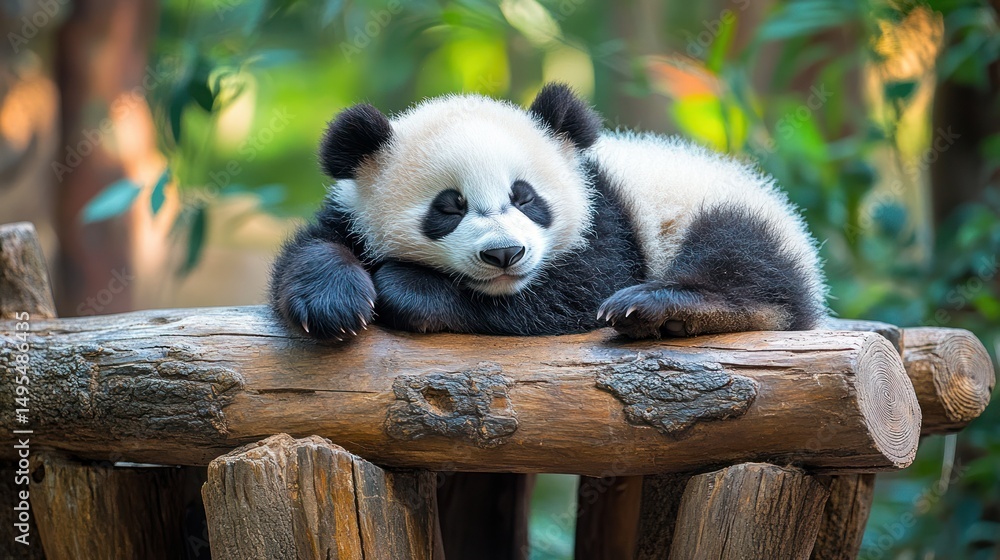Obraz premium Adorable panda cub resting
