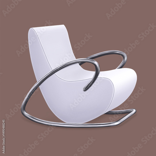 Rocking chair white on a metal frame for relaxation