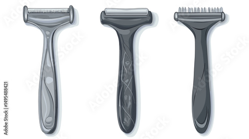 Three Distinct Types of Grooming Razors Displayed in a Creative Illustration