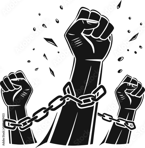 Juneteenth Silhouette Design for Freedom Celebration. Emancipation Day Juneteenth Silhouette Artwork. Juneteenth Silhouette Design Honoring Black History