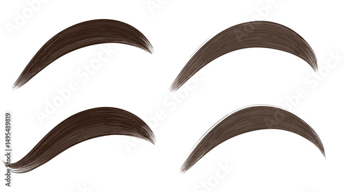 Variety of Brown Eyebrow Shapes for Makeup and Beauty Application on White Background