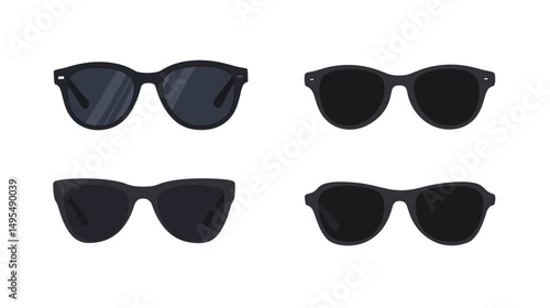 Variety of Sunglasses in Different Styles and Shapes Depicted on a White Background
