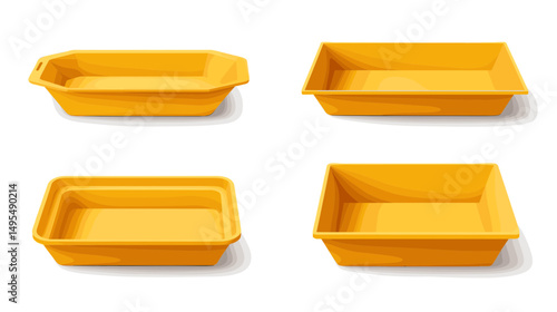 Various Empty Yellow Kitchen Containers for Cooking and Baking Activities in a Modern Kitchen Setting