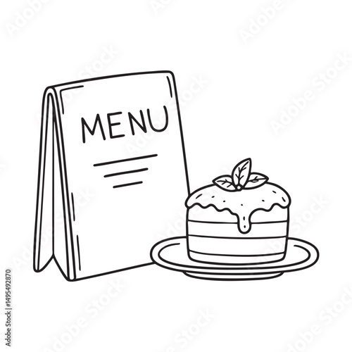 A tiramisu resting beside a menu
