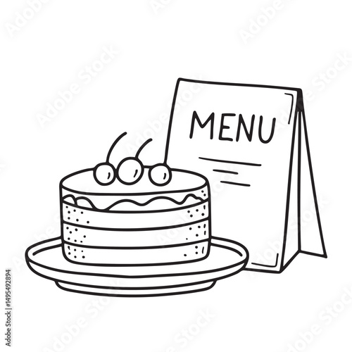 A tiramisu resting beside a closed menu